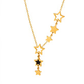 Women High Quality Stainless Steel Gold Plated Chain Black Acrylic Fashion Jewelry